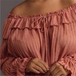 Anthropologie Pink Off Shoulder Ruffle Blouse XS Long Sleeve Boho Peasant Top Photo 3
