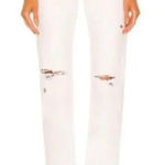 Moussy Vintage Odessa Straight Leg White Jeans Pants Raw Hem Size 24 Women's Photo 0