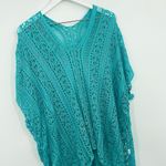 Teal Boho See Through Swim Suit Cover Up One Size Oversized Baggy Photo 2