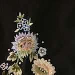 Vintage S.L. Fashions Size 12 Black Floral Embellished Midi Dress Photo 13