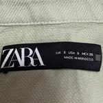 ZARA  Women's Green Denim Button Down Raw Hem Long Sleeve Shirt Jacket Top Size S Photo 3