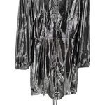 French Connection Silver Metallic Drape Faux Wrap Mini Dress Long Sleeves size 4 Photo 6