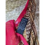 Adrienne Vittadini 100% Silk Rectangle Scarf Brown Red Gold Classic Luxe Print Photo 4