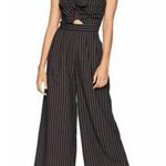 ASTR the Label Mara Black Pinstripe Strapless Cropped Wide Leg Jumpsuit Bow Sz L Size L Photo 0