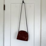 Margot New York | Floral Embossed Tooled Leather Half Moon Crossbody Purse Brown Photo 2