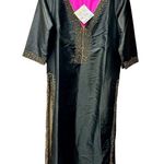 Gretchen Scott NEW Simply Chic Hand Beaded Kurta 3/4 Sleeve Midi Dress Black XS Photo 3