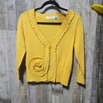 Sparrow Anthropologie Mustard Yellow Ruffle Button Cardigan Sweater Size M Photo 1