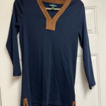 Ralph Lauren Lauren  Navy and Brown V-Neck Tunic Small Photo 0