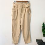 A New Day High Waisted Paper Bag belted Linen blend pleated front womens pants Photo 2