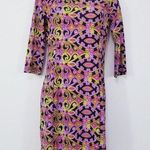 Jude Connally Geometric Abstract Multi Colored Psychedelic Sheath Dress Funky Pink Size XS Photo 0