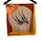 TRUSSARDI Womens Multicolor Lightweight Dog Theme Silk Printed Scarf Italy Made Orange Photo 2