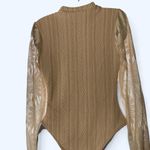 SheIn Beige Lace Floral Sleeve Bodysuit S  Photo 1