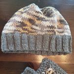 Vintage Crochet Matching Winter Hat Scarf Set Grey White‎ Yellow Unisex Casual Gray Photo 2