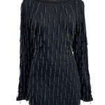 Vintage Laura Winston Black Beaded Midi Dress. (L) Size L Photo 2