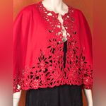 Unbranded RARE Vintage Chic Red Floral Sequined Cutout Cape Size L Photo 3