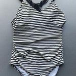Kona Sol One-Piece Swim Suit Women's Size L   Nautical Blue White Stripes Tank Photo 0