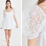 Amanda Uprichard  Candia Embroidered Eyelet Puff Sleeve Babydoll Mini Dress White Photo 2
