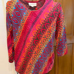 Rebecca Malone 🚨🚨🚨BOGOHO 🚨🚨🚨 Women's Red and Blue Geometric Long Sleeve Top-large Photo 0