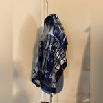 Vintage 70s Scarf Shawl Abstract Blue Gray White Flowy 40” x 40” Korea Photo 5