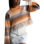 ZARA NWT Blogger Favorite Fringed Cropped Sweater Size Small Photo 0