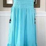 Anthropologie Dolan Smocked Bodice Maxi Dress Ruffle Blue Aqua Size XL NWT $248 Photo 1