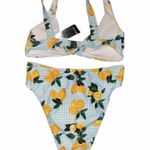 Nasty Gal lemon gingham deep v neck swim bikini set size 4 nwt Photo 1