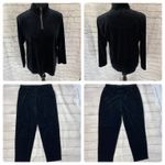 Liz Claiborne women M/L velour quarter zip pullover & pants w/elastic waist black Photo 2