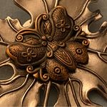 Sylvia Dahl Signed Brooch Scarf Clip Bronze Butterfly Silver Maple Leaf 2x2.5” Brown Photo 1