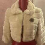 Forever 21 white faux fur crop coat size medium Photo 0