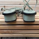 Free People Soft Sage Green Leather Gladiator Sandals w/ Block Heel Photo 4