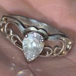 Signed Pear Cut Crown Tiara Design size 7 Silver Photo 0