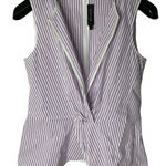 St. John sleeveless top purple white striped low cut v neck size small Photo 0