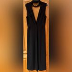 Windsor  Black Deep V-Neck & Deep V-Back Cropped Wide Leg Jumpsuit Size Medium‎ Photo 4