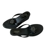 Coach Vtg Norice platform wedge chunky flip flop sandals black monogram Y2K 8.5 Photo 2