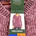Orvis  Women’s  V-neck Chenille Sweater Color Mauve Size Large Photo 7
