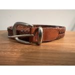 Coach Vintage  Tan Brown Leather Silver Brass Buckle 5922 Braided Belt 42" Size Photo 1