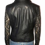 Contempo Casuals Lace Sleeve Faux Leather Jacket Photo 1