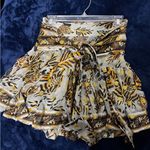 Farm Rio  Bead-embellished tie-front printed metallic fil coupé mini skirt x s Photo 2