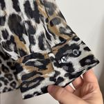 Kenneth Cole New York Animal Print Sheer Blouse Button Up Tunic Length size L Tan Size L Photo 5