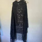 Moss Rose Black Mesh Boho Tassel Kimono One‎ Size Fringe Western Whimsigoth Maxi Photo 4