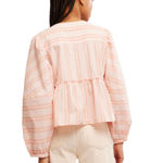 Free People Top Brunch Babe Blouse Pink/Yellow Combo Small Photo 2