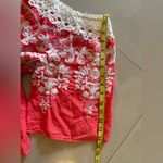 Flying Tomato Summer Tropical floral crochet orange White top plus Size 2X Photo 4