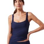 Athleta  - NWT Square Neck Bra Cup Swim Tankini Top Navy Blue NWT Ruching 38B/C Photo 0