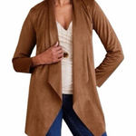 Soft Surroundings  Shape Drape Brown Faux Micro Suede Jacket Size Medium Photo 0