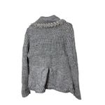 John Fashion Y2K Sweater Wool Blend Large Gray Knit Cardigan Faux Fur Collar Photo 6