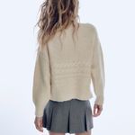 ZARA  Women’s Cable Knit Pompom Sweater Size M Photo 5