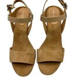Tahari TAN BROWN CORK SOFT SUEDE WEDGE SANDALS SIZE 10 Photo 0