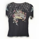 Y2K Vanilla Sugar Wild West Floral Cross Rhinestone Tee Cowgirl Top Black Photo 1
