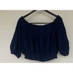 Free People  We The Free Dancing Till Dawn Top Navy Off Shoulder Smocked Peasant Photo 4