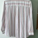 Gap Linen Shirt Women Med Pink Gray Stripe Button LSleeve Linen Blend NWT Photo 2